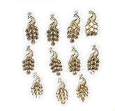 Golden Metal Peacock for Pooja Thali Decoration/Resin Thali Decoration/Tray, Wall Piece DecorationSet of 10Pcs